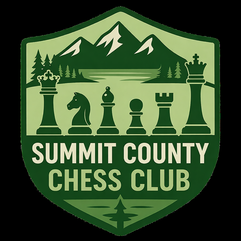 Summit County Chess Club mountain and chess logo